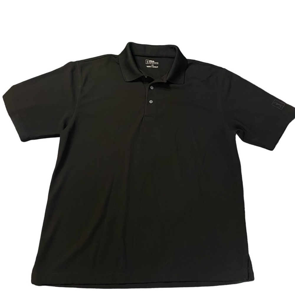 PGA Tour Golf Black Short Sleeve Polo Shirt Size Large